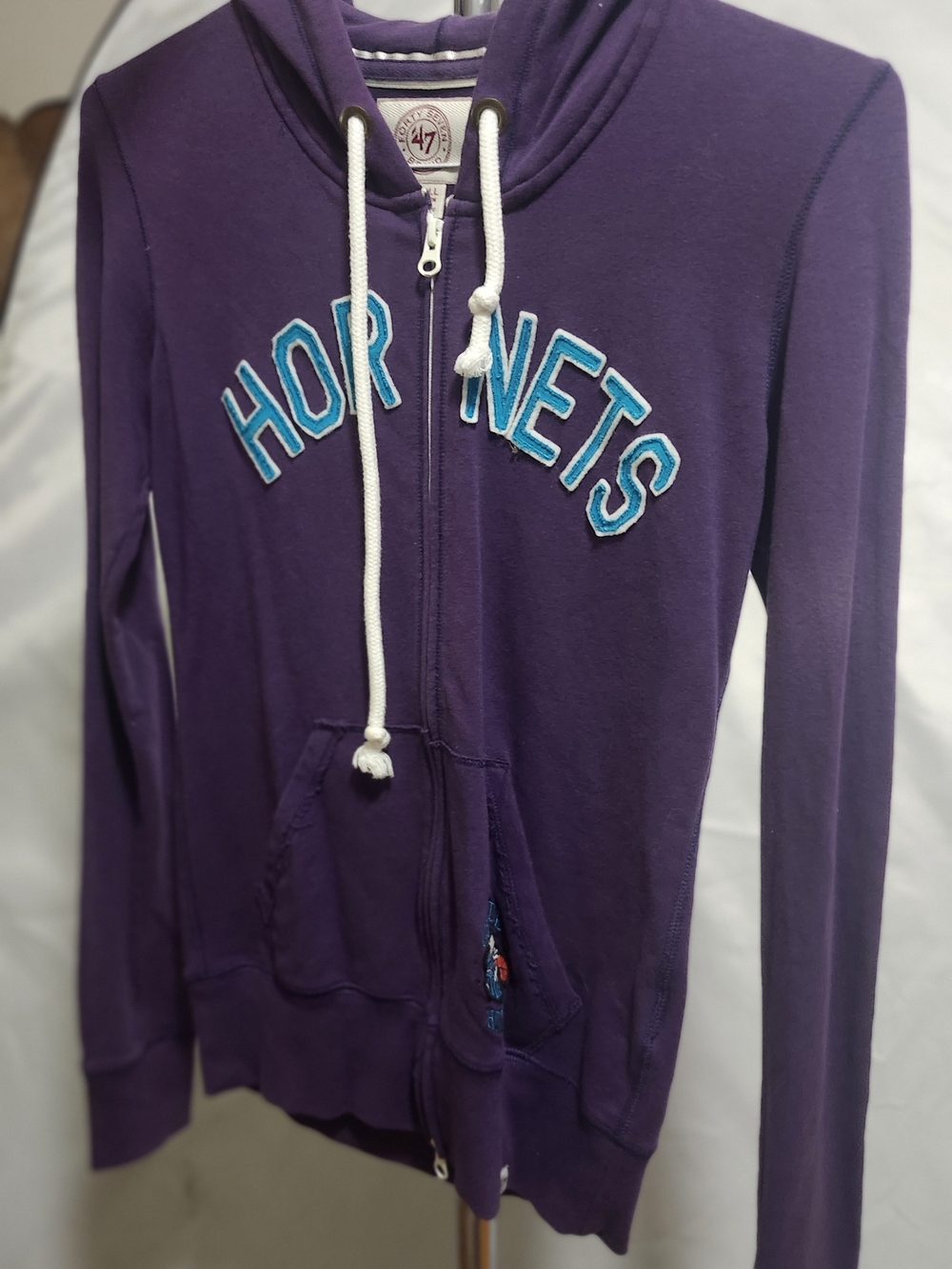 NBA Purple Hornets Full-Zip Hoodie with White Drawcords